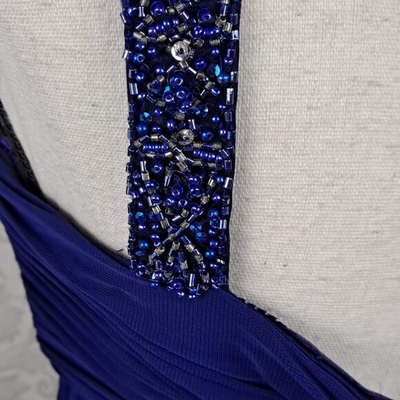 Cache Size 6 Blue One Shoulder Beaded Strap Cocktail Homecoming Party Dress EUC - Picture 8 of 15